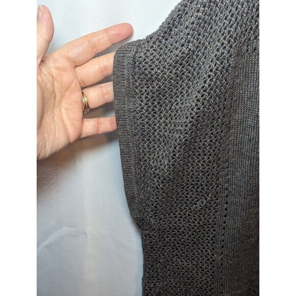 Lane Bryant Gray Sleeveless Sweater Open Knit Crochet Trim Size 14-16 - Picture 3 of 14